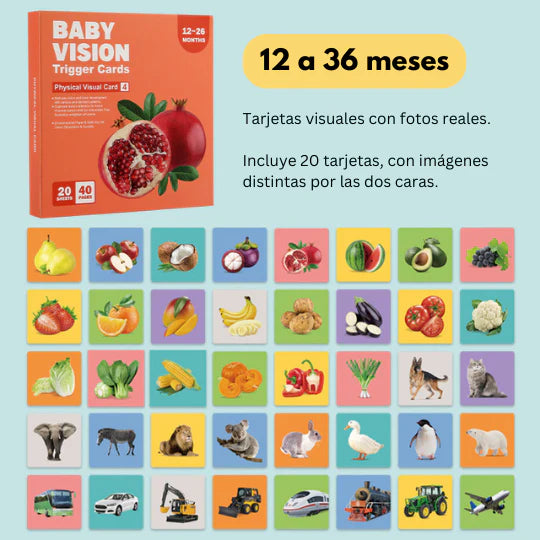 Set Tarjetas Sensoriales Montessori - Exploración Visual en Cada Etapa de Crecimiento