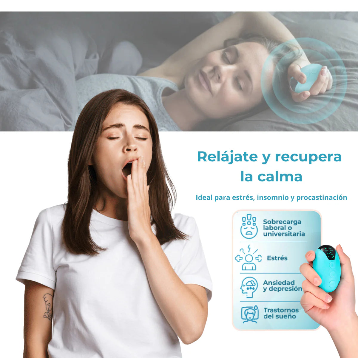 Mindcontrol® - Dispositivo para calmar el insomnio y la ansiedad - Incluye GRATIS archivo con consejos para calmar la ansiedad